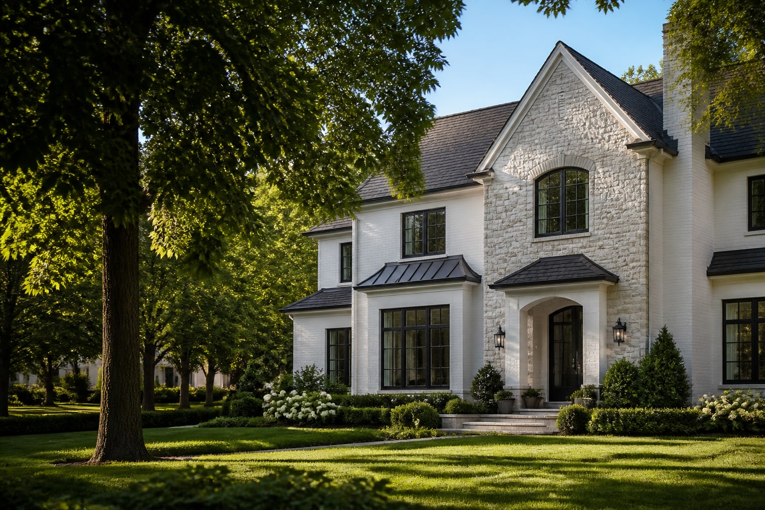 Elegant North Jersey home surrounded by mature landscaping